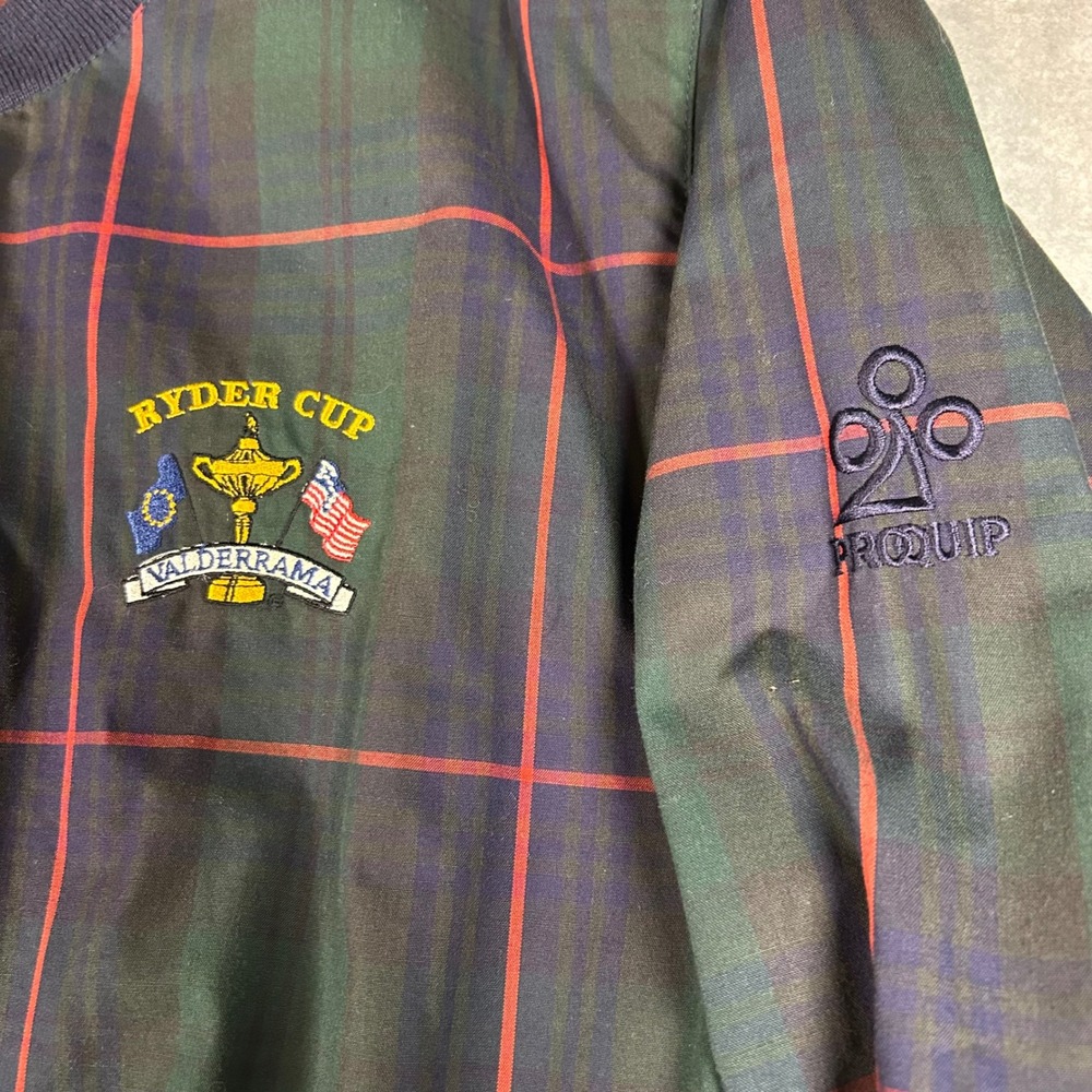Vintage ProQuip Ryder Cup Valderrama Golf Windshirt Plaid Pullover Mens Small - Picture 4 of 4